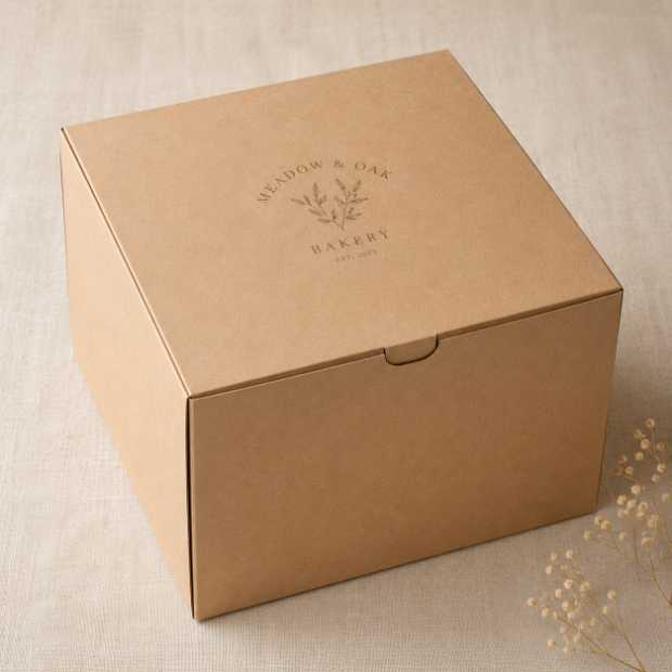Custom tuck-top cookie box with cookies and a generic bakery logo - custom bakery boxes for holiday bakery orders