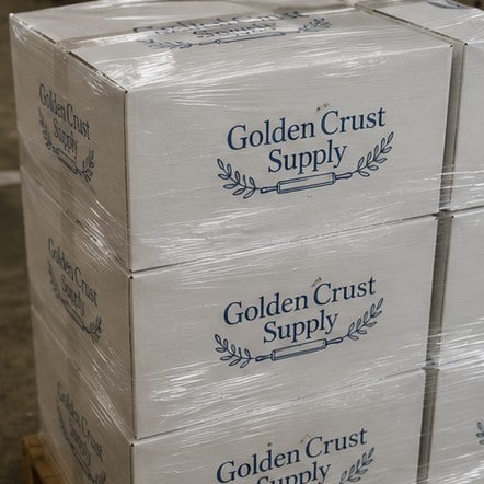 Wholesale printed bakery boxes stacked for delivery